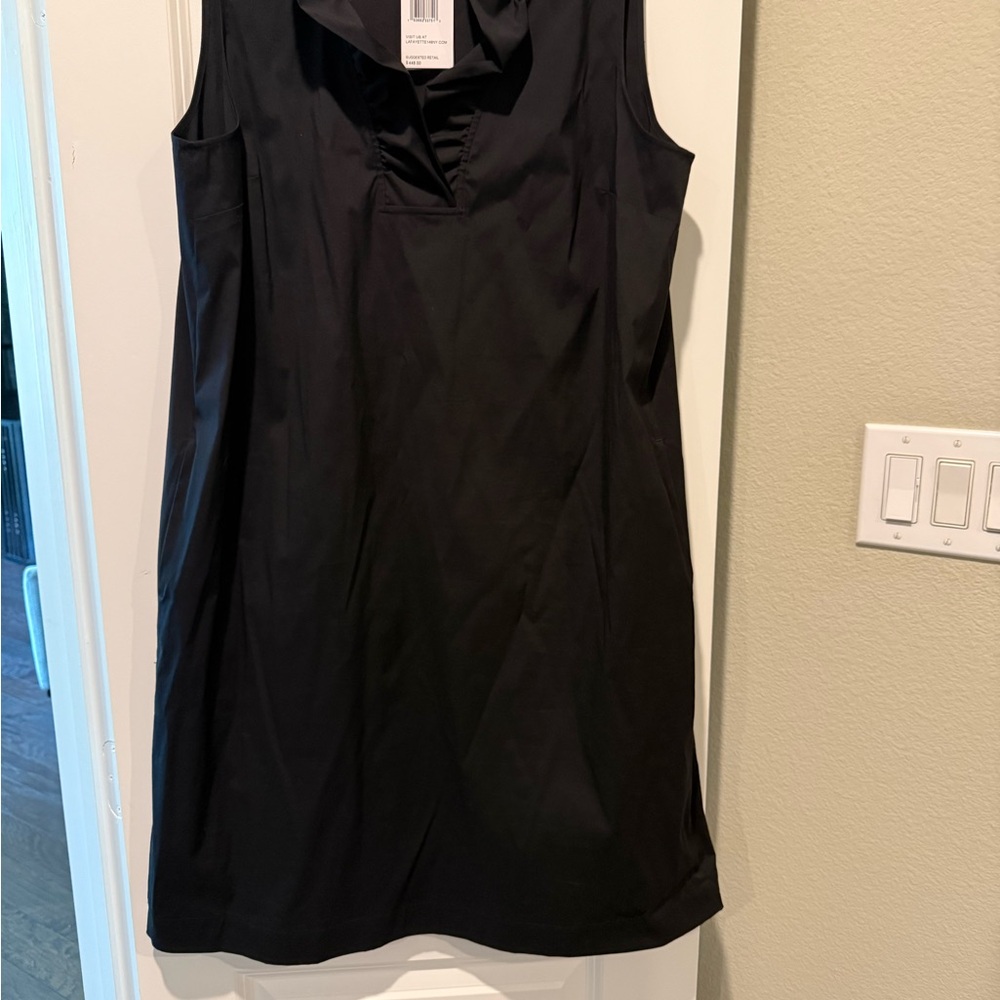 Classic Cotton Sateen Sleeveless Black Shift Dress